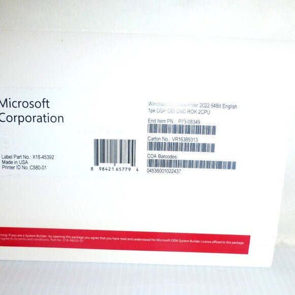 Microsoft Corporation WINDOWS Svr Datacenter 2022 64Bit English SDP OEI DVD ROK - Picture 2 of 5